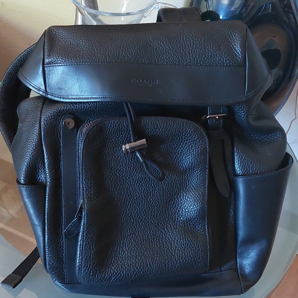 Black Leather Coach Backpack